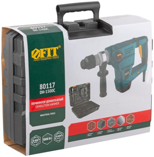 Перфоратор демонтажный 1500Вт 0-950об/мин 0-4300уд/мин 5Дж 3 режима SDS-PLUS FIT 80117 фото 9