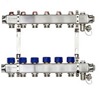 Коллекторная группа SSM-6R set 6 контуров 1' x 3/4' с термостатическими клапанами и кронштейнами | код 088U0976R | Ридан