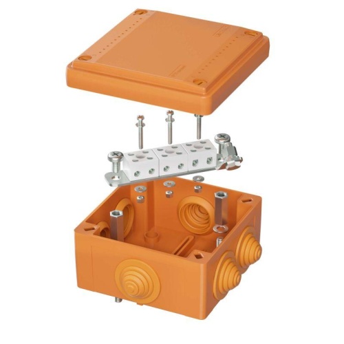 Коробка пластиковая FS с кабельными вводами и клеммниками IP55 100х100х50мм 6р 450V 6A 4мм кв. | код FSB11604 | DKC