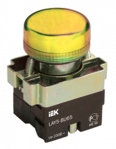 Индикатор LAY5-BU65 желтого цвета 22мм | код. BLS50-BU-K05 | IEK