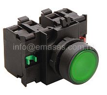 Кнопка нажимная круглая желтая CP305DY (2НО+2НЗ) | код CP305DY | EMAS