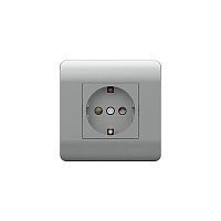 (NEW3-E) Розетка с/з со шторками, 16А, серебряный | код 431405 | CHINT