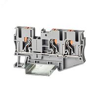 Клемма проходная , зажим push-in, 3 точки подключения, 6 кв.мм, серая | код VPR-6-TWIN-GY | DKC