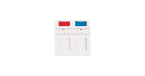 Вставка NIKOMAX типа Mosaic 45x45мм, 2 порта, под модули-вставки типа Keystone, со шторками, белая | код NMC-PM2P-PF-WT | NIKOMAX