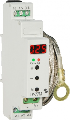 Реле температурное ТР-77М -40...+125°C 24В 50Гц/пост, 220В 50Гц, индикация значения температуры, режим НАГРЕВ, ОХЛАЖДЕНИЕ, максимальный коммутируемый ток 16А, 1п, УХЛ4, без датчика | код A8223-80108813 | РЕЛЕ И АВТОМАТИКА