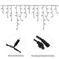 Гирлянда Айсикл Бахрома светодиодный, 4,8 х 0,6 м, черный провод, 230 В, диоды тёплый белый, 176 LED | код 255-156 | Neon-Night