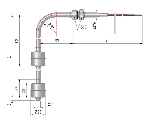 Датчик уровня поплавковый ПДУ-1.2.250.150/3-ЕХ | код 135387 | ОВЕН Датчик уровня поплавковый ПДУ-1.2.250.150/3-ЕХ | код 135387 | ОВЕН