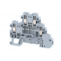 Клемма проходная винтовая 2,5 мм2, двухуровневая, на 4 подключения, серая TQ2.5-2T+WOE-GREY | код 1202530000 | Elmex