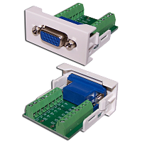 Вставка Mosaic 22.5x45 с адаптером VGA D-SUB (HDB-15), мама, белая | код LAN-WA-LP-VGA16-WH | LANMASTER