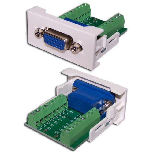 Вставка Mosaic 22.5x45 с адаптером VGA D-SUB (HDB-15), мама, белая | код LAN-WA-LP-VGA16-WH | LANMASTER