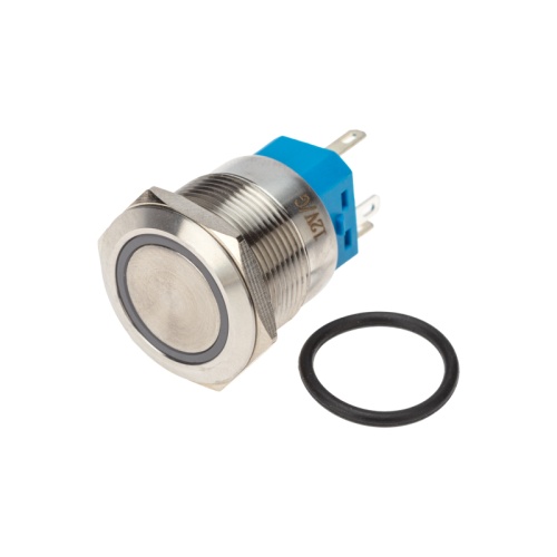 Кнопка антивандальная 22 12 В Б/Фикс (5с) (ON)-OFF/(OFF)-ON подсв./зеленая REXANT | код 36-3513 | REXANT