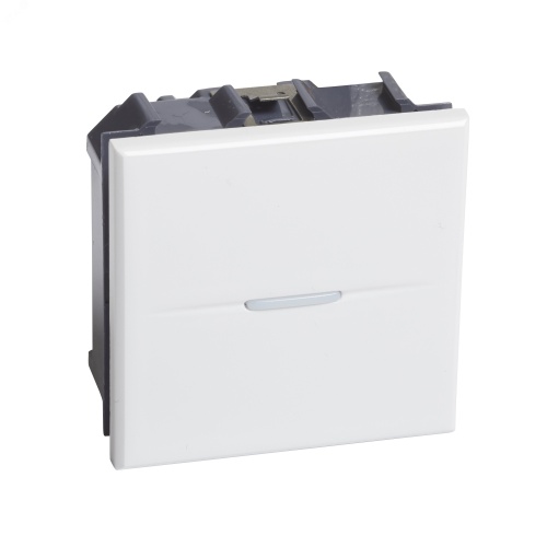 Axolute. Кнопка аксиальная одноклавишный 10А 250В. Винтовые клеммы. 2 модуля. Цвет Белый | код HD4005M2N | Legrand