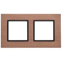 Рамка на 2 поста, металл, Эра Elegance, медь+антр, 14-5202-14 | код Б0034550 | ЭРА