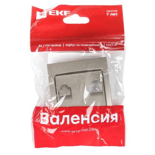 Валенсия лицевая панель розетки Phone 1-местная кашемир PROxima | код EST01-L-034-40 | EKF фото 4