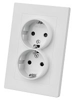Розетка двойная 2П+З 16А 250В с защ. шт. белая Сенеж TDM | код SQ1816-0037 | TDM