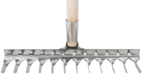 Грабли, витой зуб, нержавеющая сталь, 12 зубьев, с деревянным черенком | код 76983 | FIT фото 4