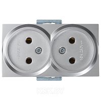 Rita - Розетка двойная 2x2P, (в комплекте с рамкой), нерж. сталь | код 2220-203-0282 | Mutlusan