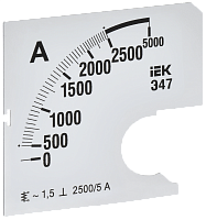 Шкала смен. для амперметра Э47 2500/5А-1,5 72х72мм IEK | код IPA10D-SC-2500 | IEK