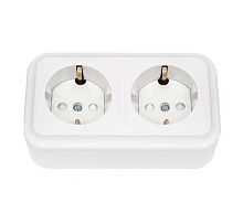Беларусь Розетка двойная наружная с зазмлением со шторками | код РА16-274 | БелТИЗ