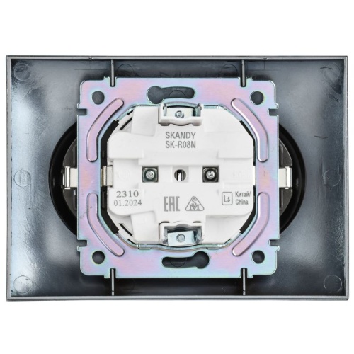 SKANDY Розетка 2-местная с заземлением без защитных шторок 16А в сборе SK-R08N никель IEK | код SK-R21-16-K50-F | IEK фото 5