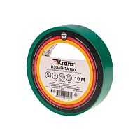 Изолента ПВХ KRANZ 0.13х15 мм, 10 м, зеленая (10 шт./уп.) | код KR-09-2003 | KRANZ