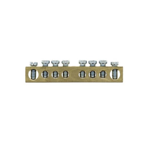 Шина PEN "ноль-земля" (8х12мм) 10 отверстий латунь крепеж по центру PROxima | код sn0-125-10-c | EKF фото 4