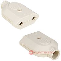 Розетка разборная электрическая RUICHI РТ-004, 6 А, 250 В, пластиковая, прямая, бежевая | код 115644 | Ruichi