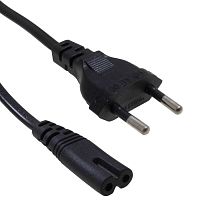 Шнур сетевой 2-х полюсный прямой RUICHI, вилка CEE7/16 - розетка IEC C7, 1.8 м, 2x0.5 мм2, чёрный | код 112894 | Ruichi