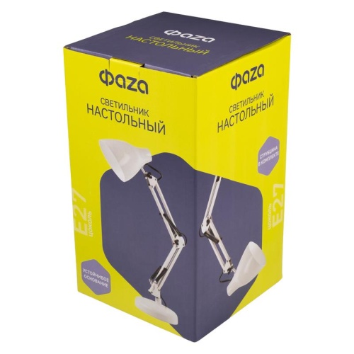 Светильник настольный TBL-02 Е27 на струбцине утяжеленная подставка белый ФАZА | код 5046252 | JazzWay фото 4