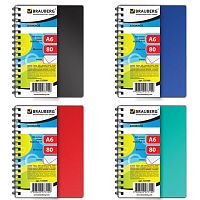 Блокнот МАЛЫЙ ФОРМАТ (105х145 мм) А6, 80 л., гребень сбоку, пластиковая обложка, клетка, BRAUBERG, Офисный, 125399 | код 125399 | BRAUBERG