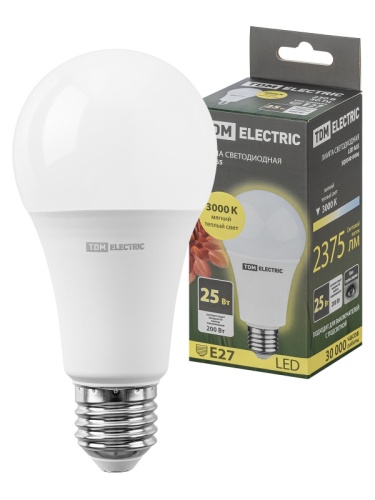 Лампа светодиодная А65 25 Вт, 230 В, 3000 К, E27 TDM | код SQ0340-0496 | TDM