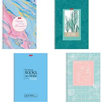 Тетрадь А4, 96 л., HATBER, гребень, клетка, обложка картон, Ассорти (4 вида в спайке), 96Т4В1гр | код 404134 | HATBER