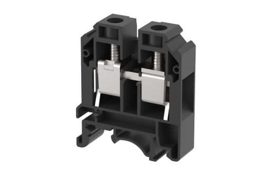 Клемма проходная винтовая 16 мм2, на 2 подключения, черная KUT16(BK) | код 1106010005 | Elmex