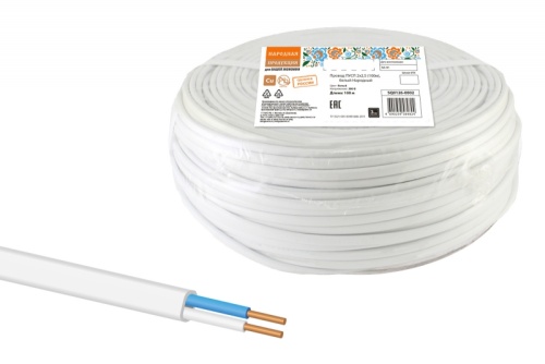 Провод ПУСП 2х2.5 (бухта 100м) белый Народный ТРТС | код SQ0126-0002 | РЭМЗ ТМ