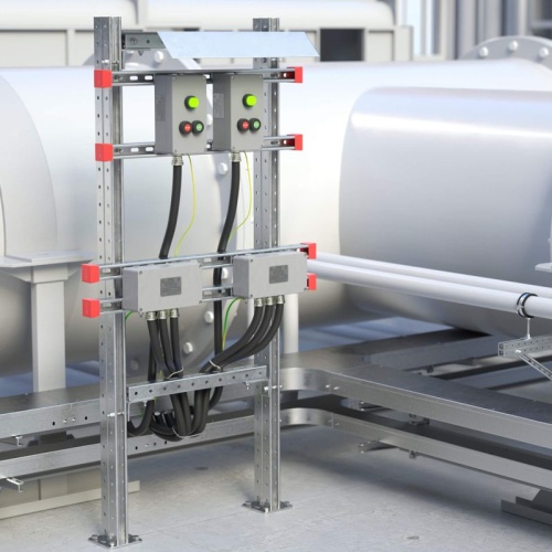 Комплект монтажных профилей на раму для крепления 2 оболочек одного типоразмера с видом защиты Ex d, горячеоцинкованный, длина 800мм | код EX-D2FPR08U | DKC Комплект монтажных профилей на раму для крепления 2 оболочек одного типоразмера с видом защиты Ex d, горячеоцинкованный, длина 800мм | код EX-D2FPR08U | DKC