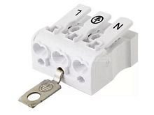 Клемма пружинная соединительная КСПнз3-L+N+PE. 16A. с монтажной ножкой и заземлением под винт HLT | код 081-32-025 | HLT