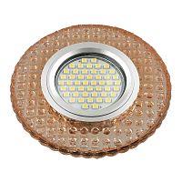 Светильник DLS-L143 GU5.3 GLASSY/LIGHT TEA GU5.3 встраив. доп. светодиод. подсветка 3Вт без лампы стекло Fametto UL-00003885