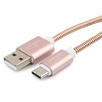 Кабель USB 2.0 Cablexpert CC-G-USBC02Cu-1M, AM/Type-C, серия Gold, длина 1м, золото, блистер | код CC-G-USBC02Cu-1M | Cablexpert