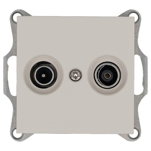 Розетка TV+FM9.5 мм проходная с накладкой, цвет Тауп | код G6205T | Jasmart Розетка TV+FM9.5 мм проходная с накладкой, цвет Тауп | код G6205T | Jasmart