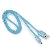 Кабель USB 2.0 Cablexpert CC-S-mUSB01Bl-1M, AM/microB, серия Silver, длина 1м, синий, блистер | код CC-S-mUSB01Bl-1M | Cablexpert