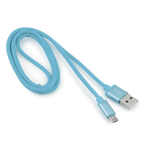 Кабель USB 2.0 Cablexpert CC-S-mUSB01Bl-1M, AM/microB, серия Silver, длина 1м, синий, блистер | код CC-S-mUSB01Bl-1M | Cablexpert