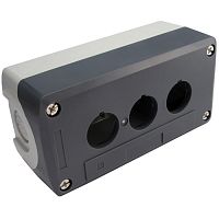 Кнопочный пост RUICHI GB5-D03, 3-х местный, IP40/IP65, 10 А, 67х132х65 мм, открытой установки, серый/черный | код 66305 | Ruichi