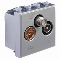 Avanti Розетка TV-FM-SAT модульная закаленная сталь 2 модуля | код 4404532 | DKC