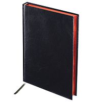 Ежедневник недатированный А5 (138х213 мм) BRAUBERG Black Jack, под старинную кожу, 160 л., красный срез, черный, 123844 | код 123844 | BRAUBERG