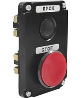 Пост управления кнопочный ПКЕ 122-2 У2, 10А, 660В, 2 элемента, чёрный цилиндр и красный гриб, в нишу, IP54, пост управления (ЭТ) | код ET519061 | Электротехник