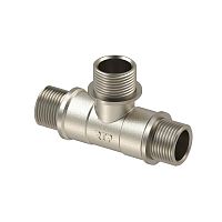 Тройник латунь наружн./наружн./наружн. резьба 1/2дюйм еврослот никель | код 42246 | RTP