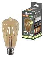 Лампа светодиодная «Винтаж» золотистая ST64, 7 Вт, 230 В, 2700 К, E27 (конус) TDM | код SQ0340-0343 | TDM