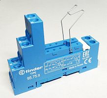 Розетка с винт. клеммами (с зажимной клетью) для реле 40.51 40.52 40.61 40.62 модули 99.01 в комплекте металлич. клипса 095.71 син. | Код. 95759SMA | Finder