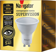 Лампа светодиодная 95 465 NLL-01-02 (PAR16-6W-4K-GU10-SV) 6Вт 4000К нейтр. бел. GU10 430лм 176-264В Supervision матов. NAVIGATOR 95465