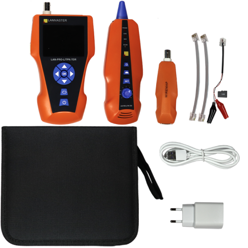 Кабельный тестер с измерением длины, трассировкой кабельных линий и определением POE, с функцией рефлектометра | код LAN-PRO-L/TPK-TDR | LANMASTER